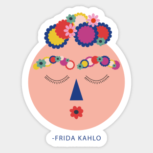 Frida kahlo mexican painter colorful flowers cute funny portrait viva la vida Sticker